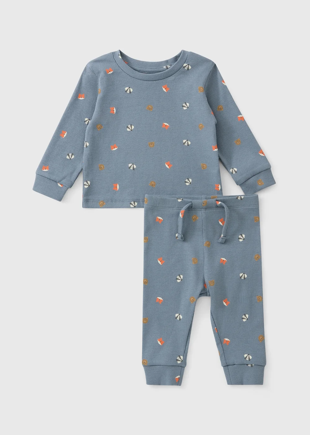 Baby Blue Animal Print Ribbed Top & Leggings Set (0-23mths) - Up to 1 Month Image 1