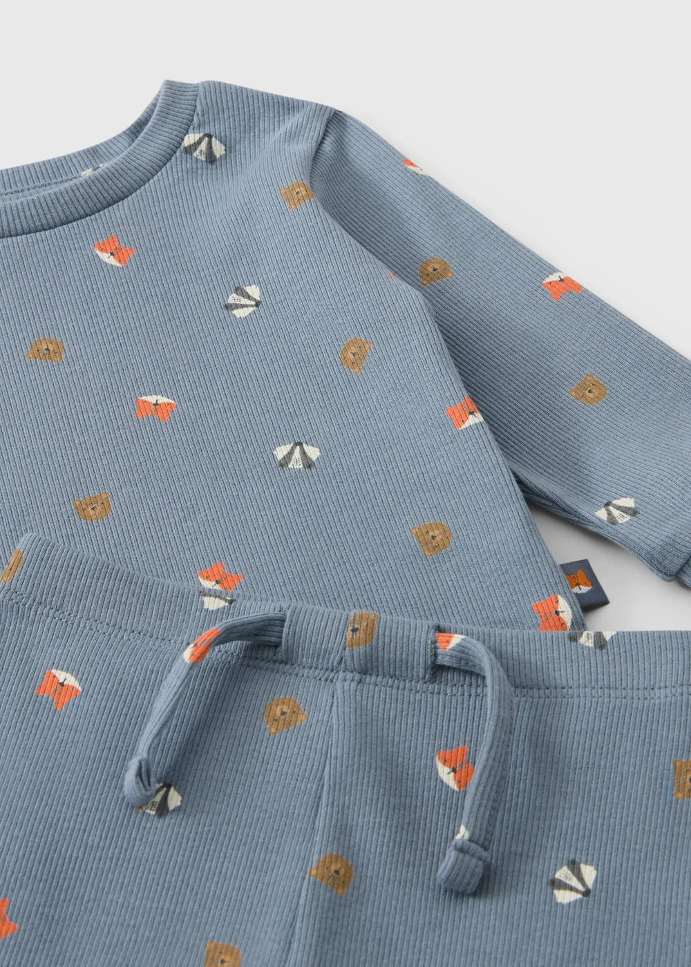 Baby Blue Animal Print Ribbed Top & Leggings Set (0-23mths) - Up to 1 Month Image 2