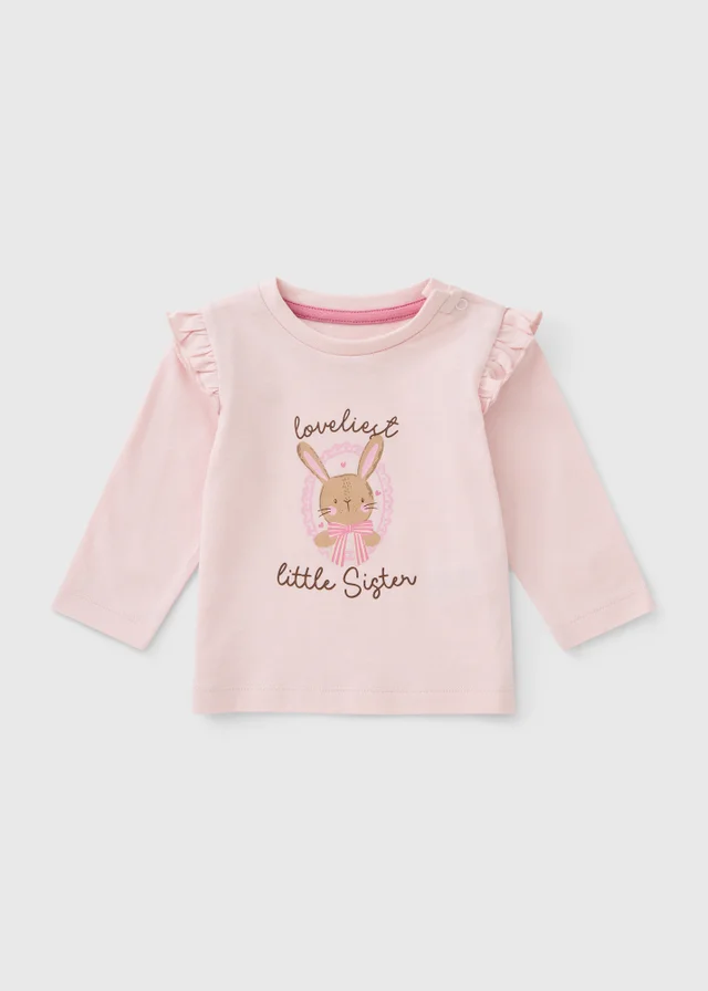 Baby Pink Bunny Little Sister T-Shirt (0-23mths)