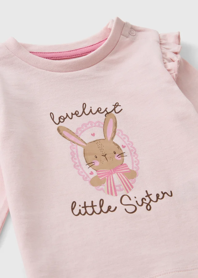 Baby Pink Bunny Little Sister T-Shirt (0-23mths)