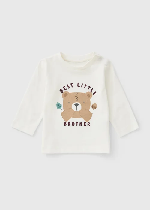Baby Cream Little Brother Bear T-Shirt (0-23mths) - Up to 1 Month Image 1