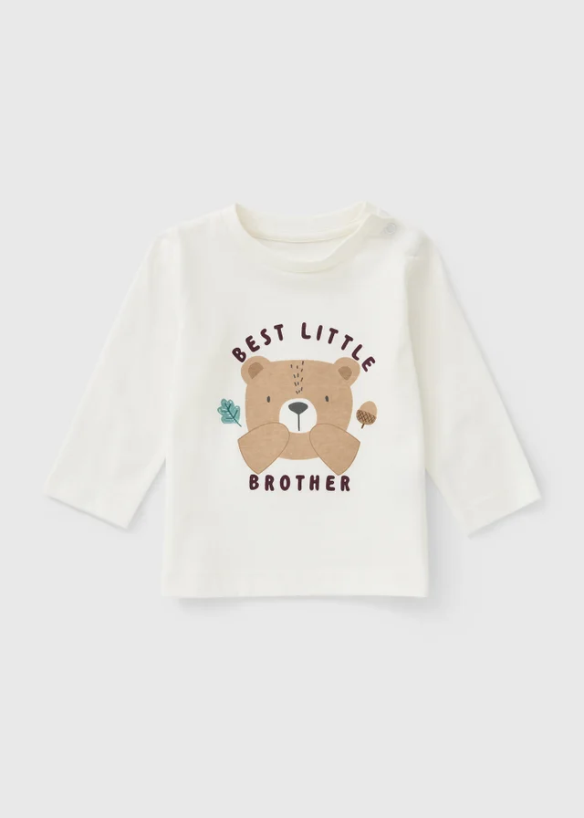 Baby Cream Little Brother Bear T-Shirt (0-23mths)