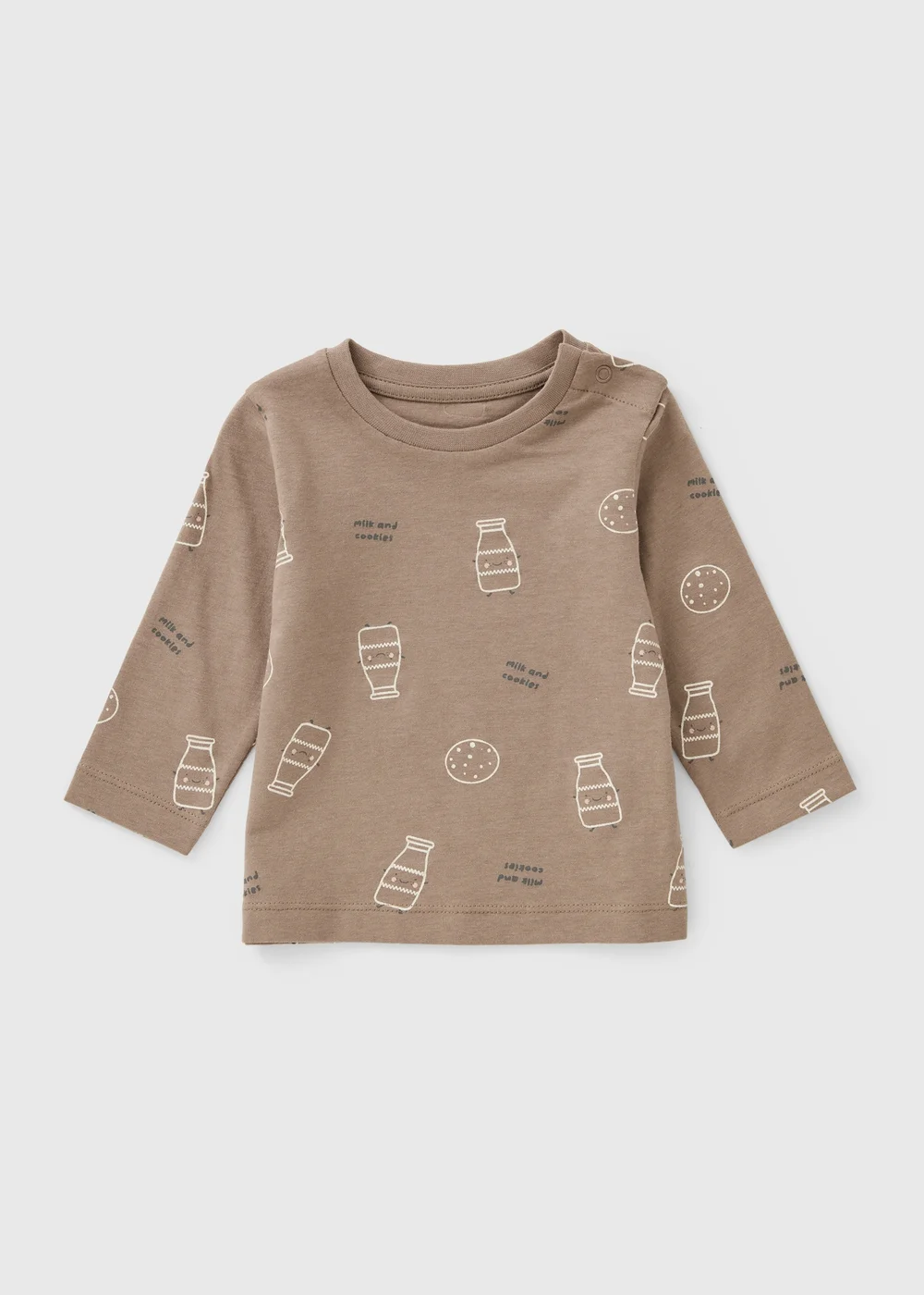 Baby Beige Milk & Cookies T-Shirt (0-23mths) - Up to 1 Month Image 1