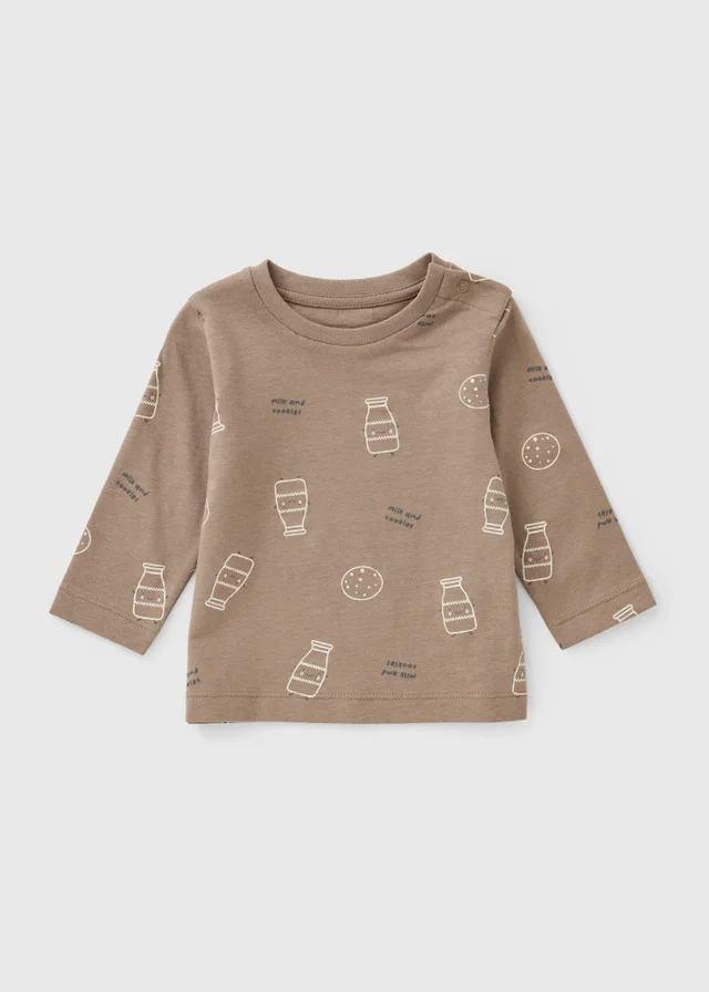 Baby Beige Milk & Cookies T-Shirt (0-23mths)