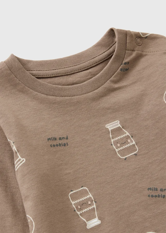 Baby Beige Milk & Cookies T-Shirt (0-23mths)