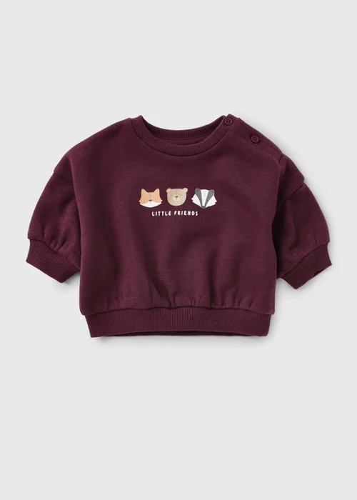 Baby Burgundy Woodland Jumper (1-23 Months) - Up to 1 Month Image 1