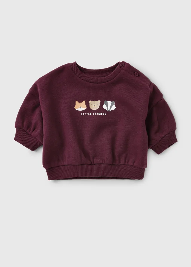 Baby Burgundy Woodland Jumper (1-23 Months)