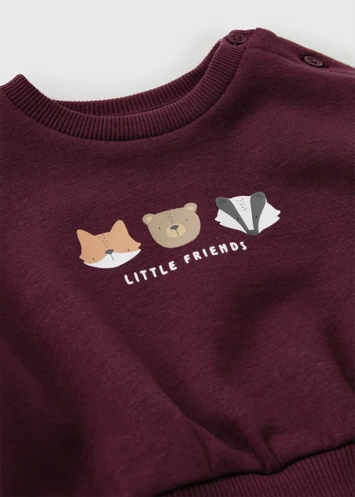 Baby Burgundy Woodland Jumper (1-23 Months) - Up to 1 Month Image 2