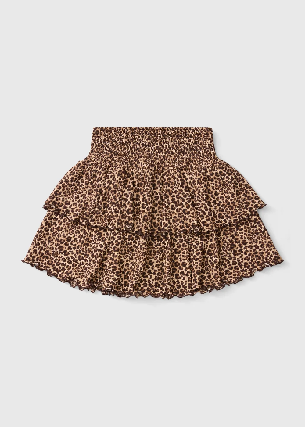 Girls Brown Leopard Crinkle Mini Rara Skirt (7-15yrs) - 7 Yrs Image 1