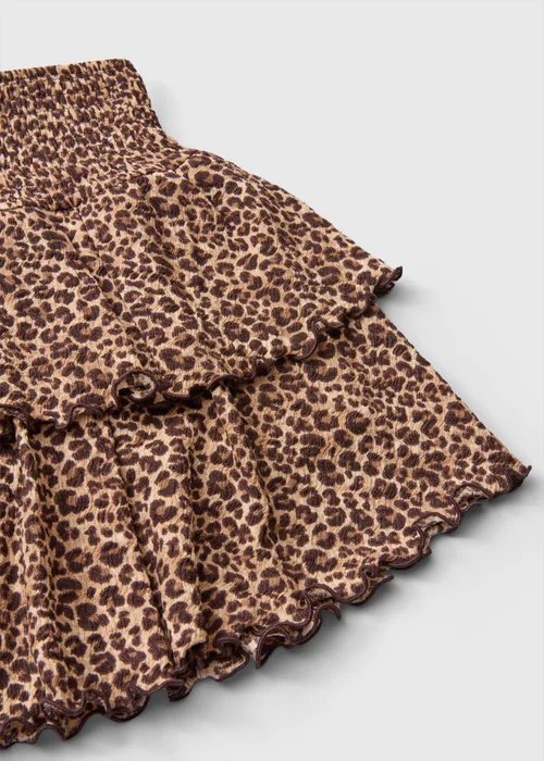 Girls Brown Leopard Crinkle Mini Rara Skirt (7-15yrs) - 7 Yrs Image 2