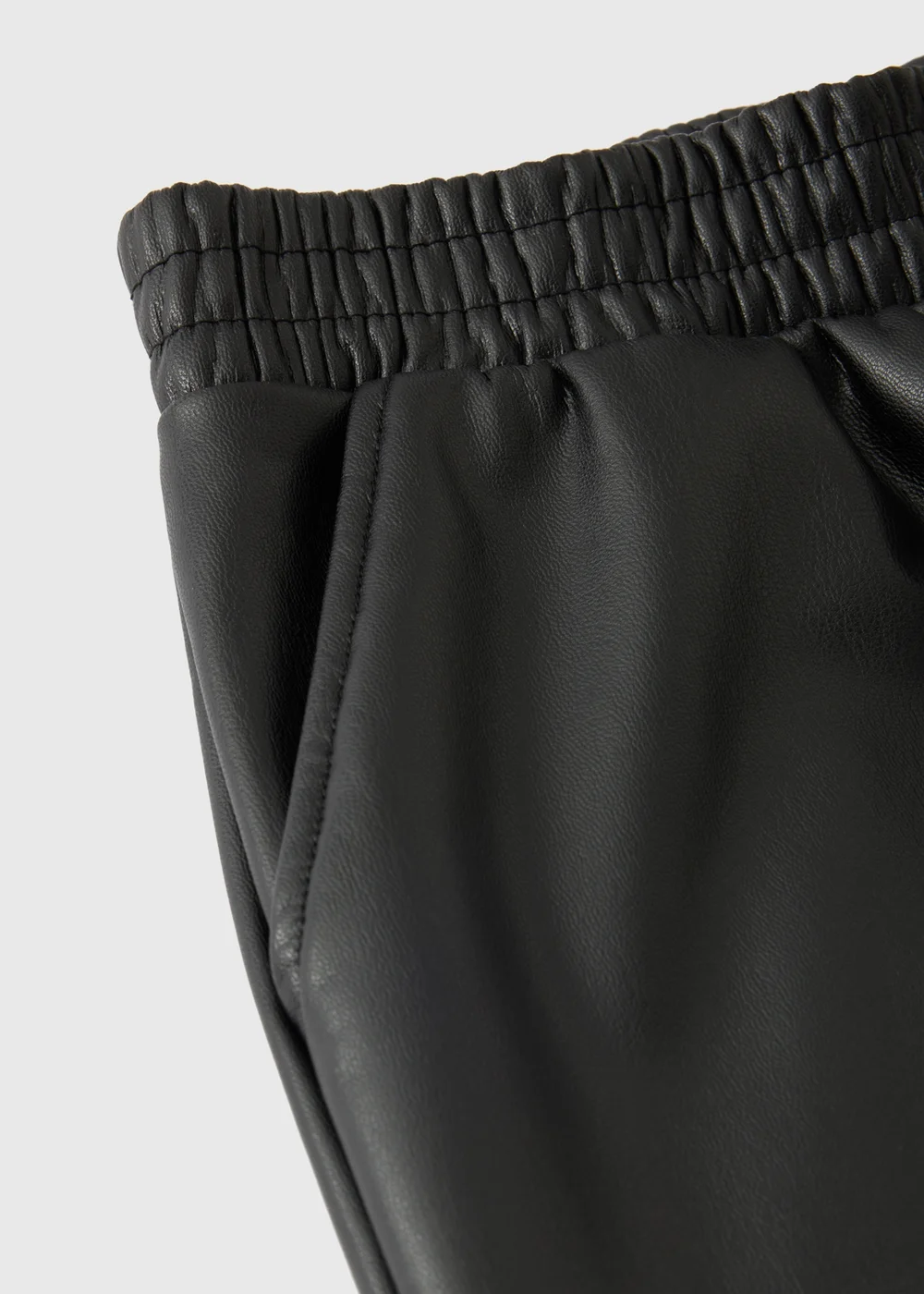 Girls Black Leather Look Wide Leg Trousers (7-15yrs) - 7 Yrs Image 2