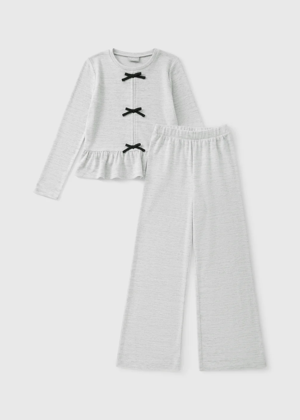 Girls Grey Bow Knitted Top & Trouser Set (7-15yrs) - 7 Yrs Image 1