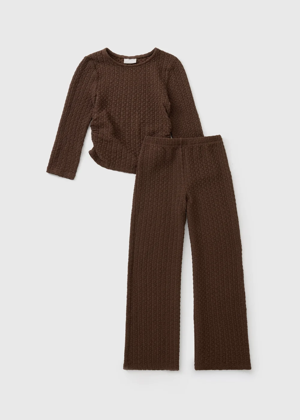 Girls Brown Crinkle Top & Trouser Set (7-15yrs) - 7 Yrs Image 1