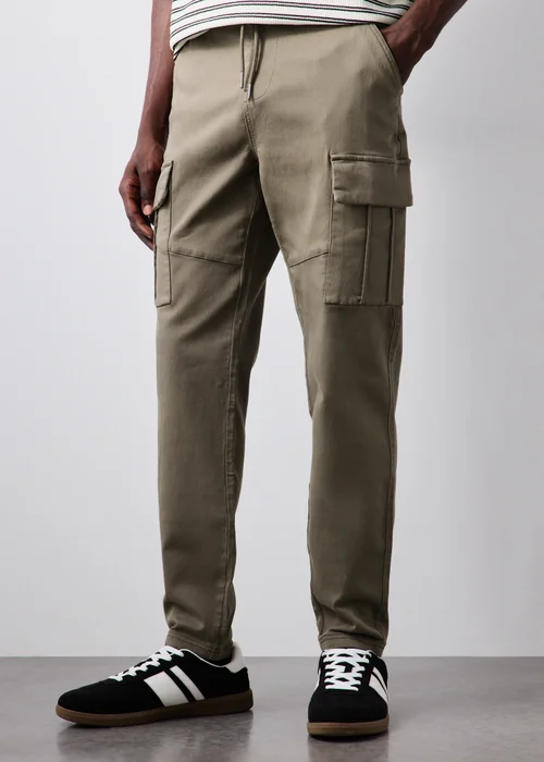 Khaki Knitted Cargo Trousers - 30 R Image 2