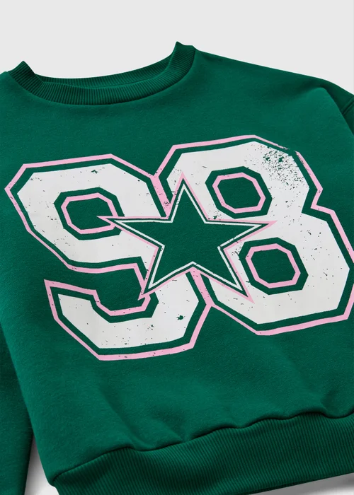 Girls Green Star Sweatshirt (7-15yrs) - 14 Yrs Image 2