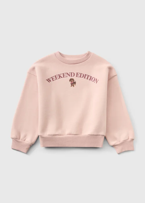 Girls Pink Dog Graphic Sweatshirt (7-15yrs) - 7 Yrs Image 1