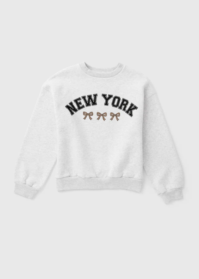 Girls Grey New York Sweatshirt (7-15 Yrs)