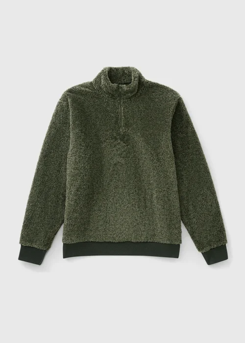 Khaki 1/4 Zip Fleece Top - S Image 3
