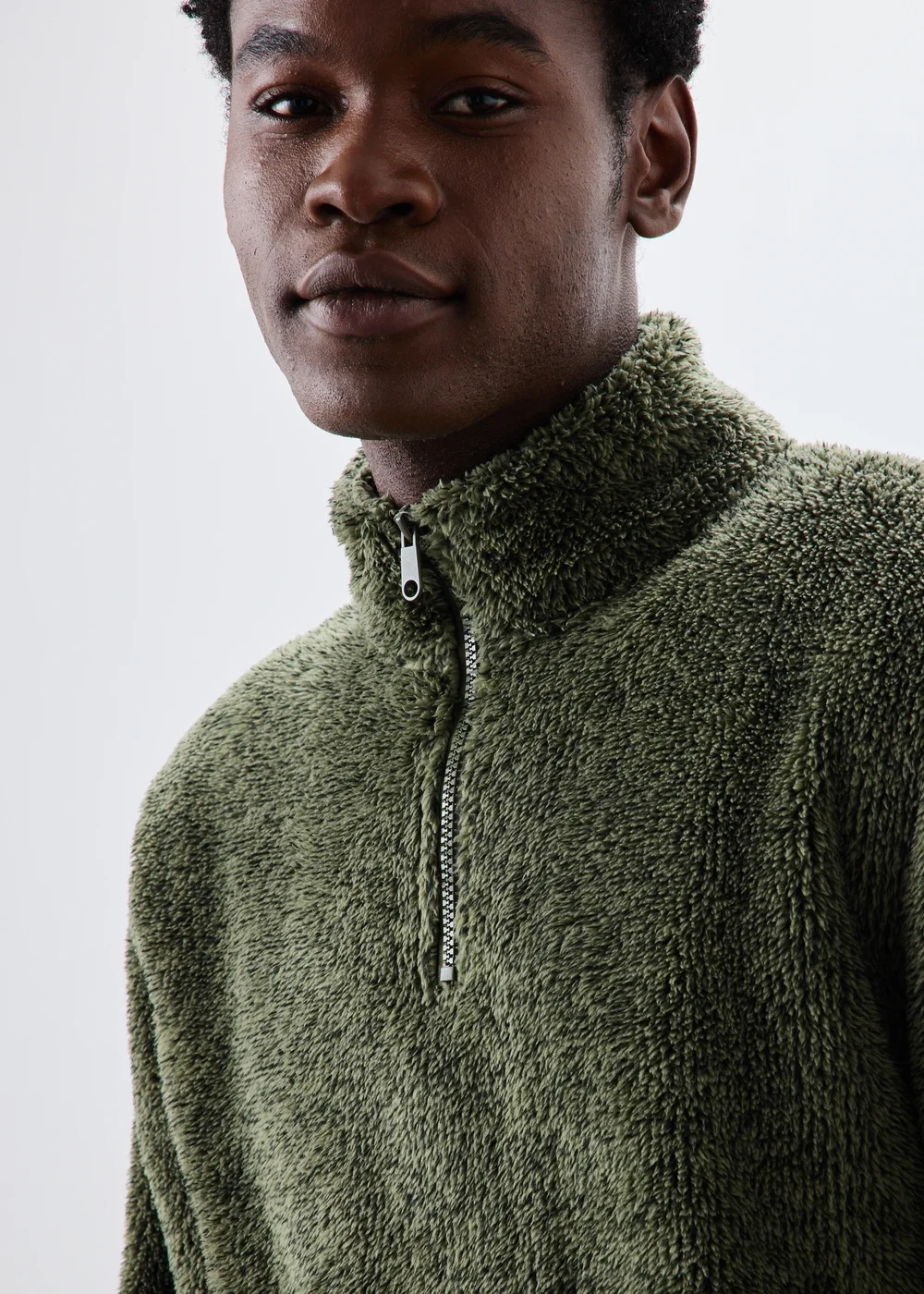 Khaki 1/4 Zip Fleece Top - S Image 2