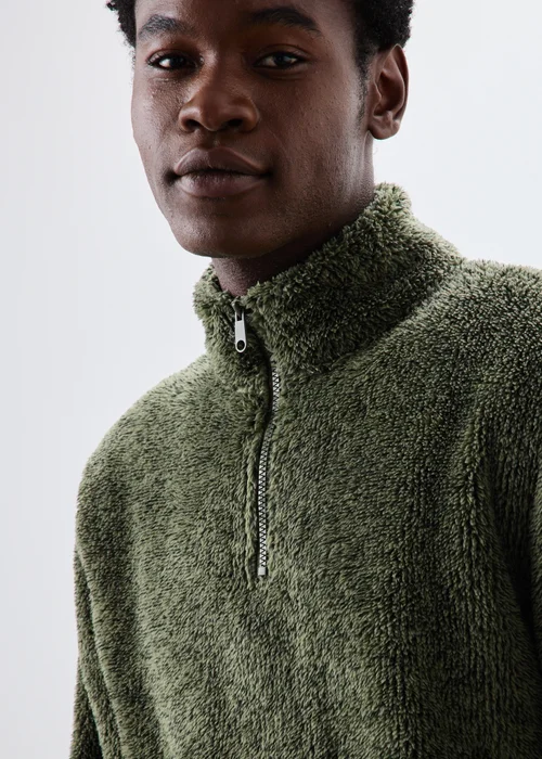 Khaki 1/4 Zip Fleece Top - S Image 2