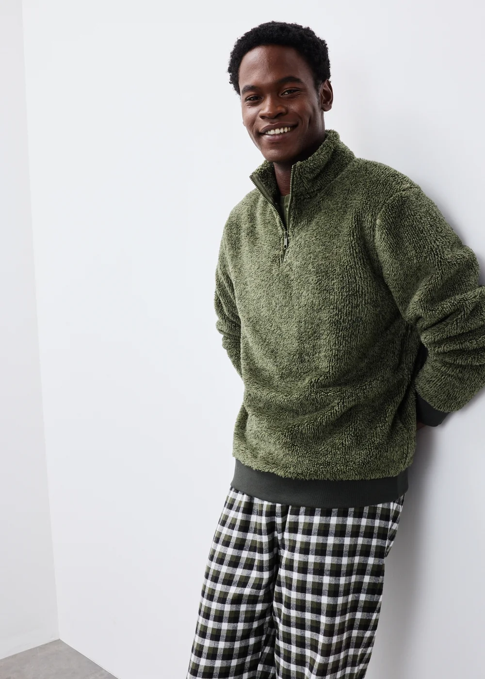 Khaki 1/4 Zip Fleece Top - S Image 1