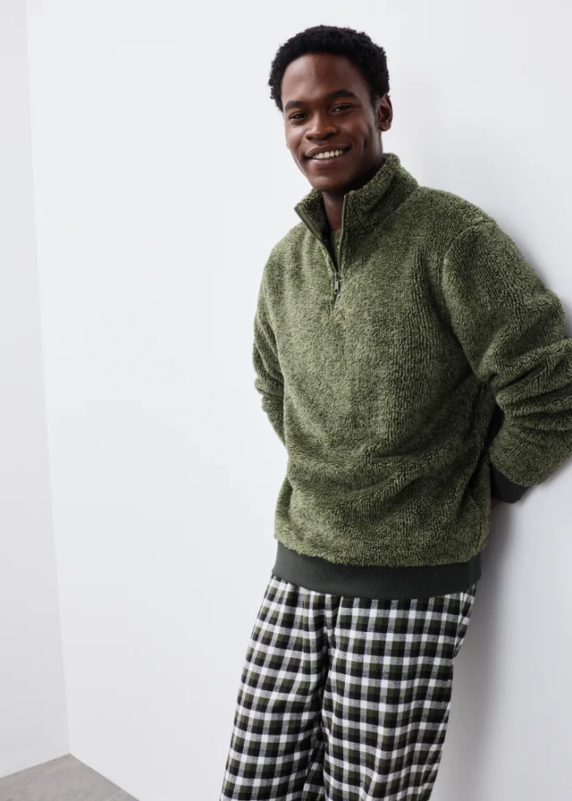 Khaki 1/4 Zip Fleece Top
