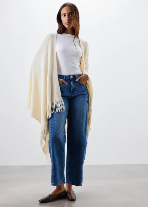 Cream Basic Shawl - One Size Image 1