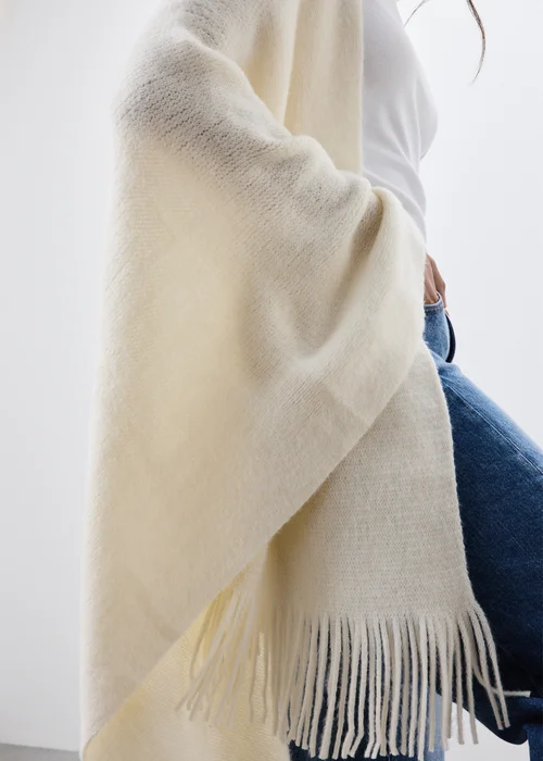 Cream Basic Shawl - One Size Image 2
