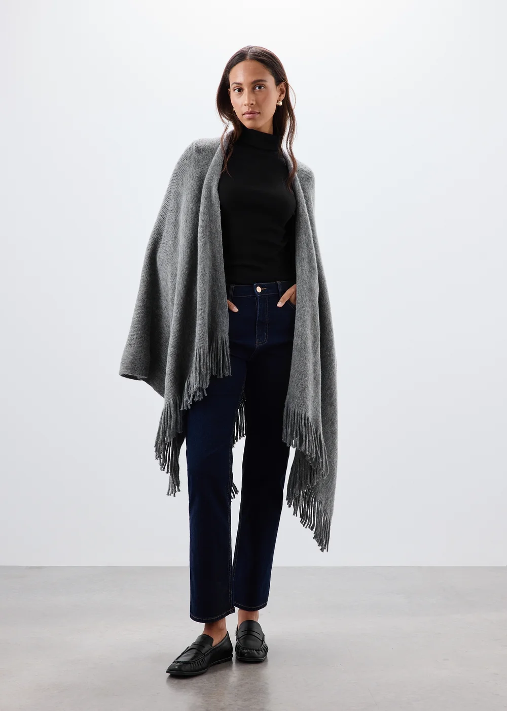 Grey Basic Shawl - One Size Image 1