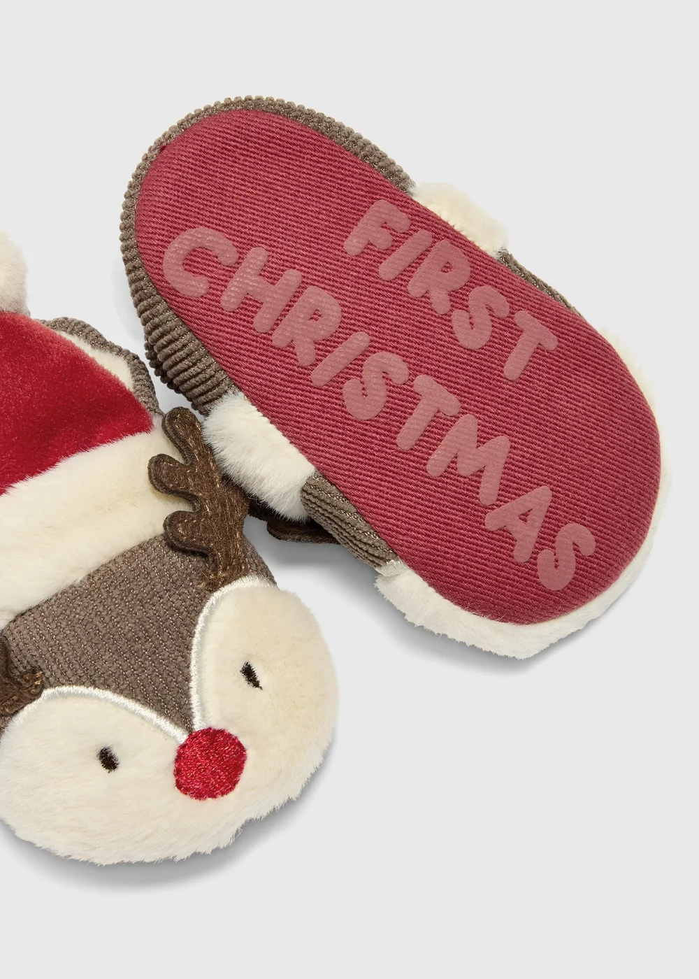 Baby 'First Christmas' Reindeer Slippers (0-18mths) - 0-3 months Image 2