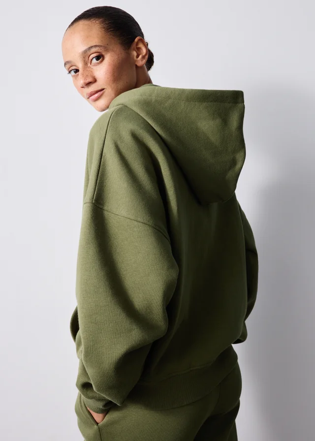 Khaki Zip Through Co Ord Hoodie
