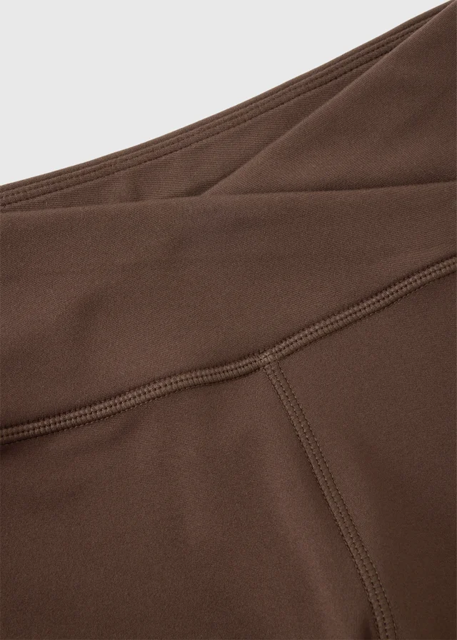 Girls Brown Cross Waist Flare Leggings (7-15yrs)