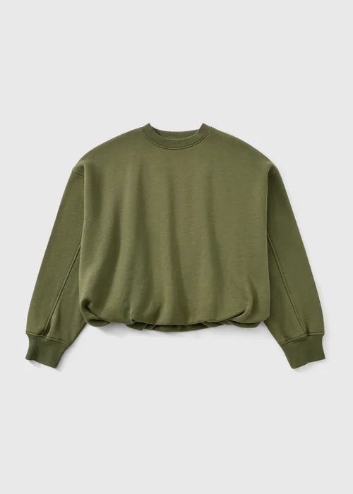 Khaki Bubble Hem Sweatshirt - XS Image 5