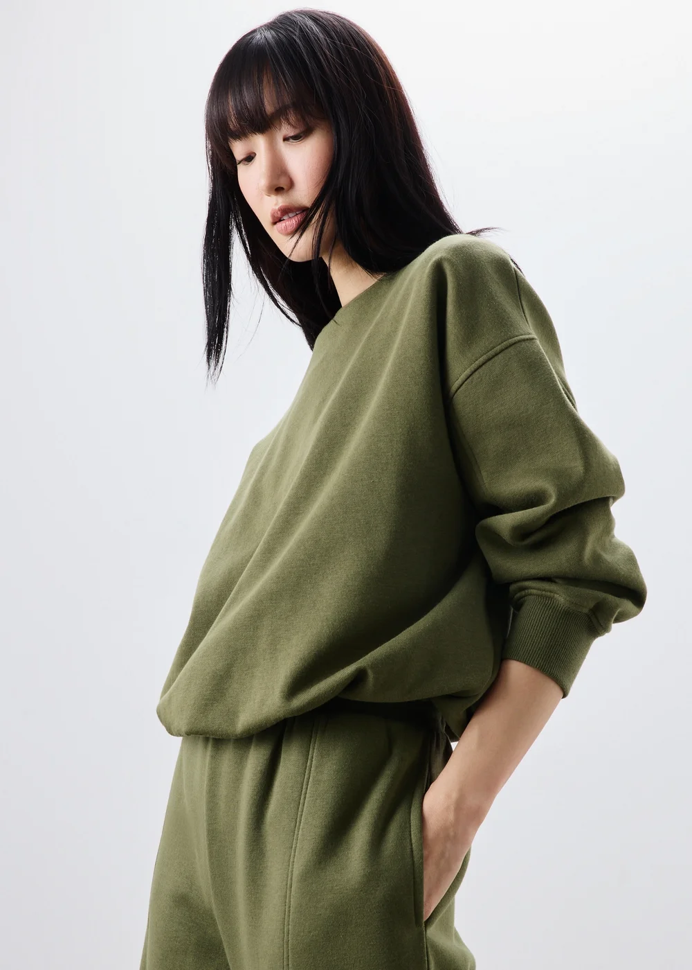 Khaki Bubble Hem Sweatshirt - XS Image 1