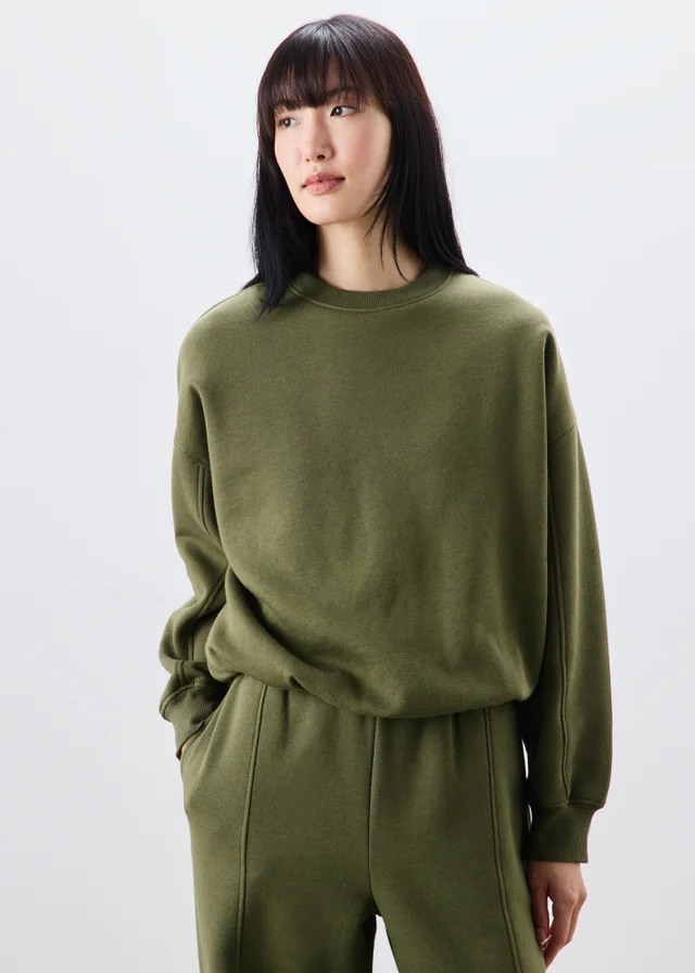 Khaki Bubble Hem Sweatshirt