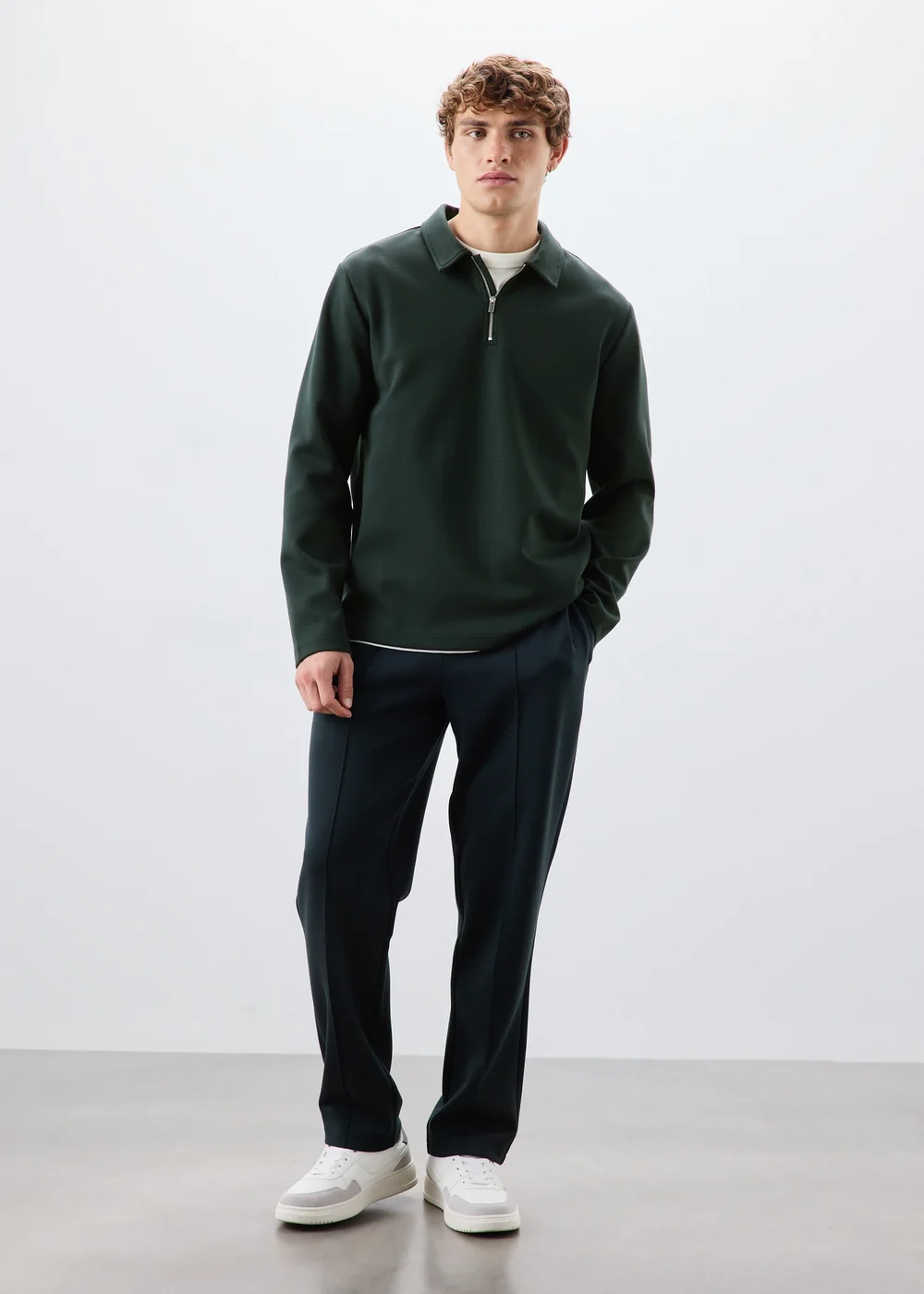 Green Long Sleeve Polo - S Image 2