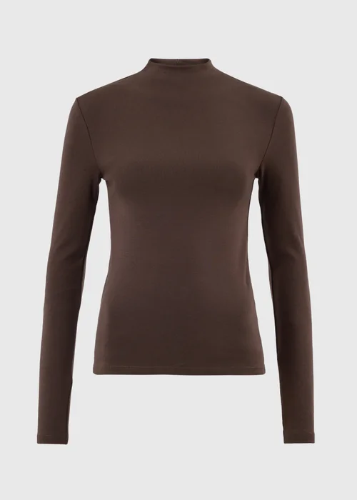 Chocolate Brown Funnel Neck Top - 8 Image 5