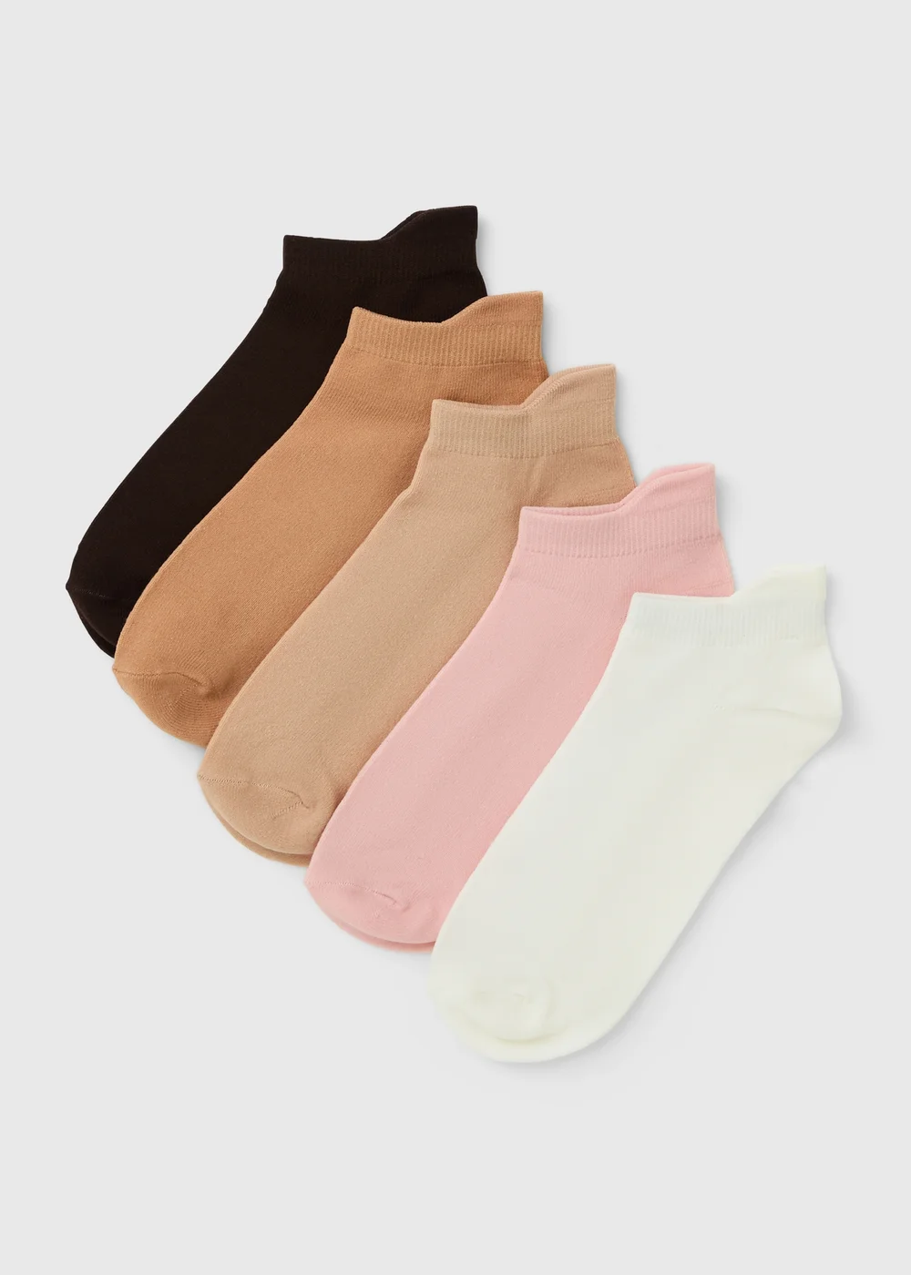 5 Pack Neutral Microfibre Ankle Socks - One Size Image 1