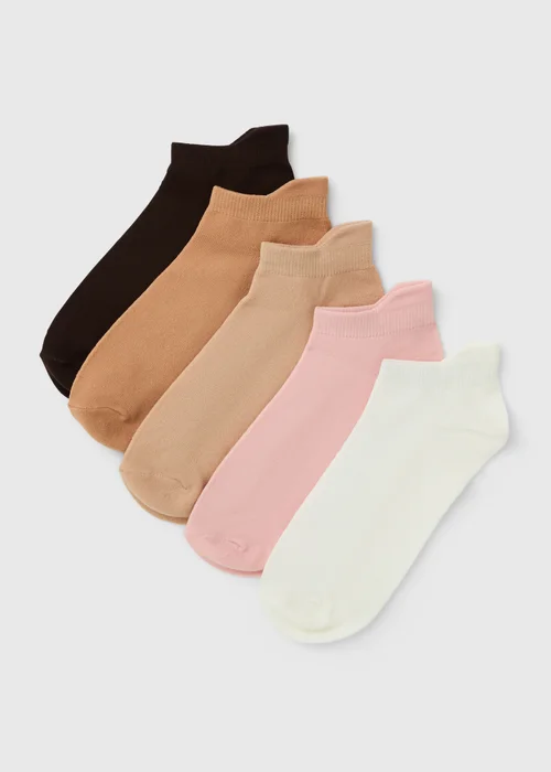 5 Pack Neutral Microfibre Ankle Socks - One Size Image 1