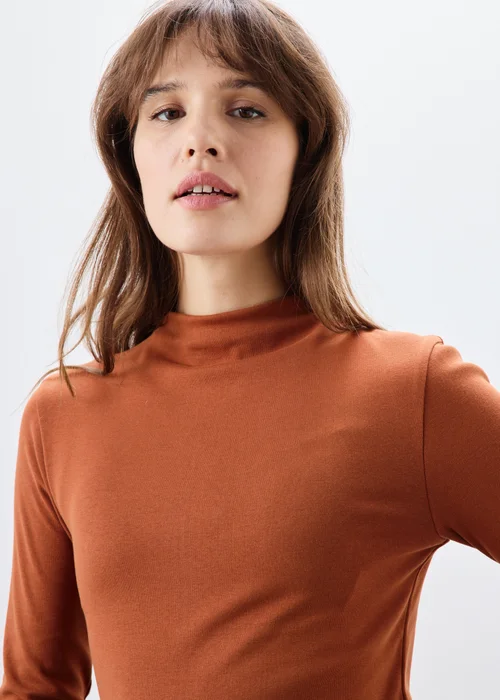Burnt Orange Funnel Neck Top - 8 Image 3