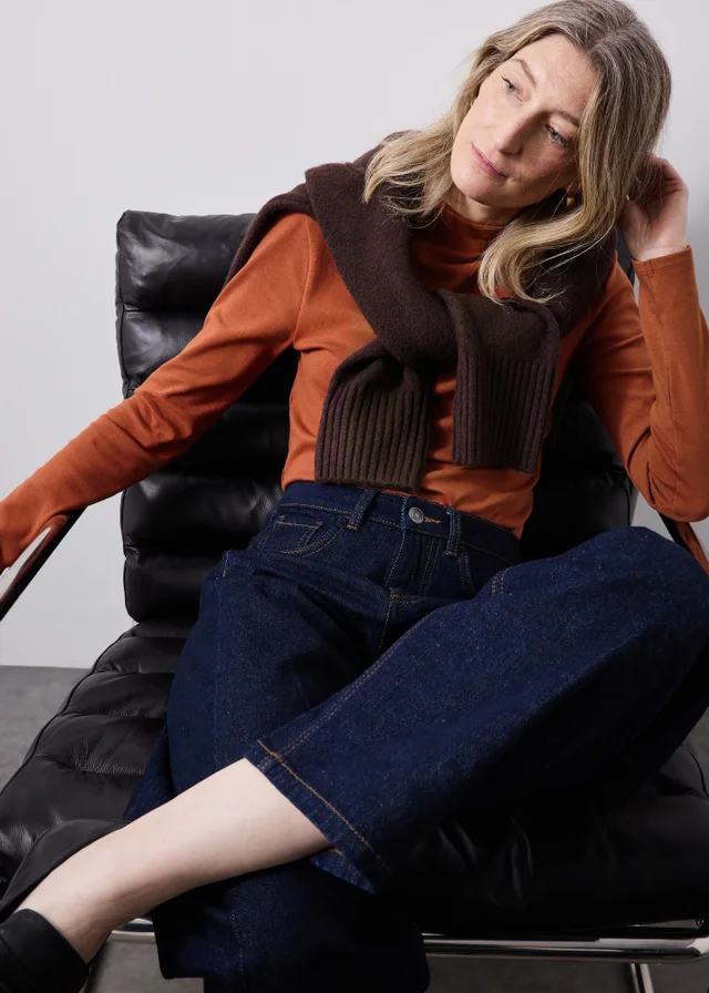 Burnt Orange Funnel Neck Top