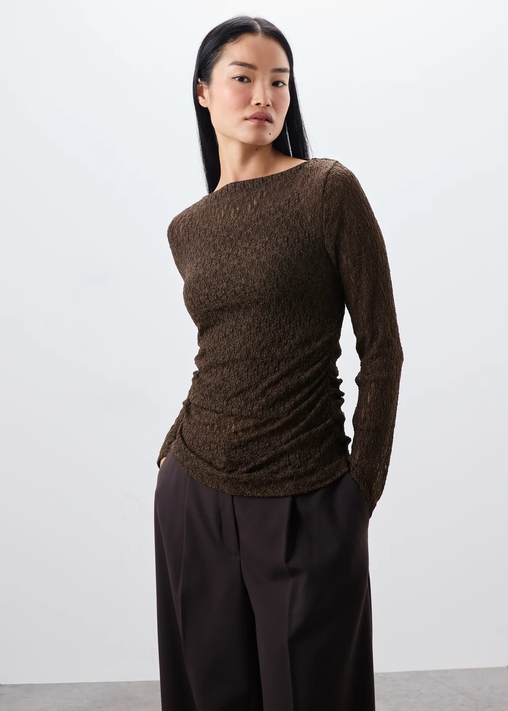 Chocolate Lace Co Ord Top - 8 Image 1