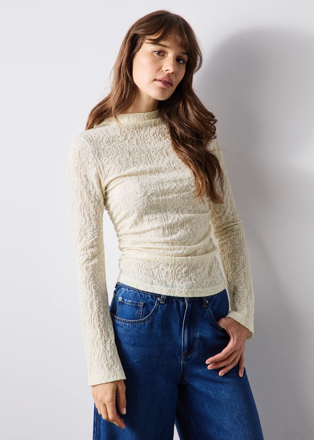 Cream Jacquard Top - 8 Image 1