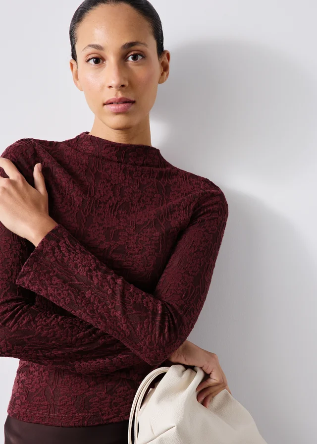 Raspberry Jacquard Pattern Top