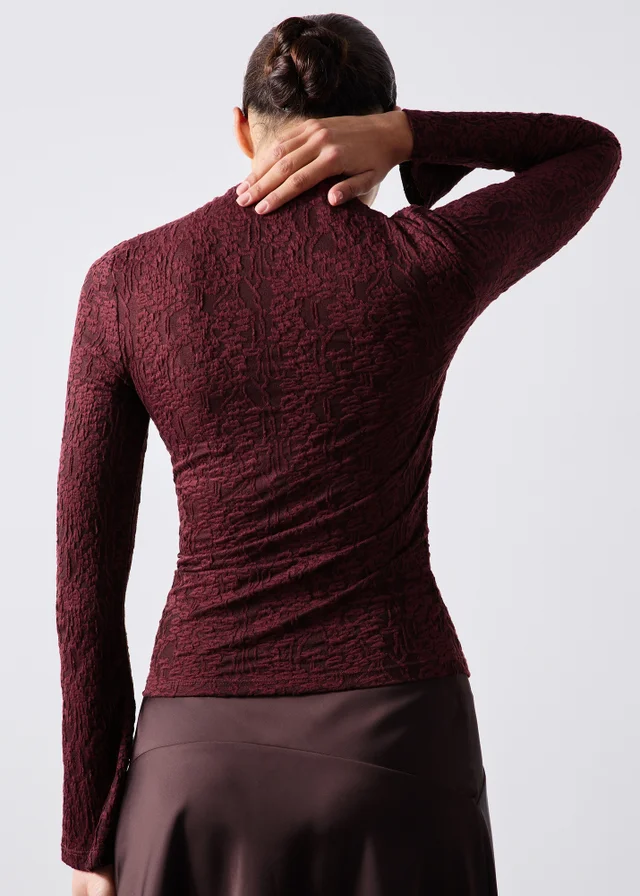 Raspberry Jacquard Pattern Top