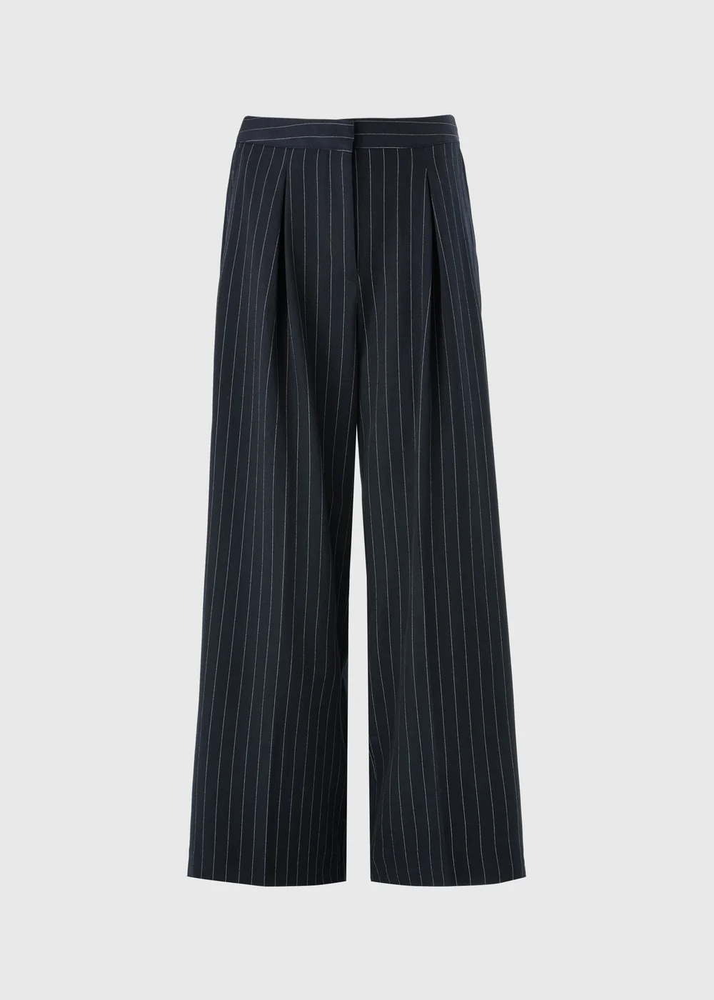 Navy Pinstripe Palazzo Trousers - 8/L29 Image 4