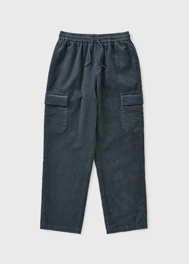 Boys Blue Cord Cargo Trousers (7-15yrs)