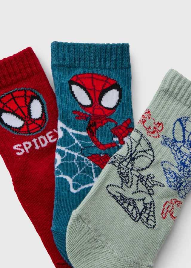 3 Pack Boys Multicoloured Spidey Socks (Younger 3-12)