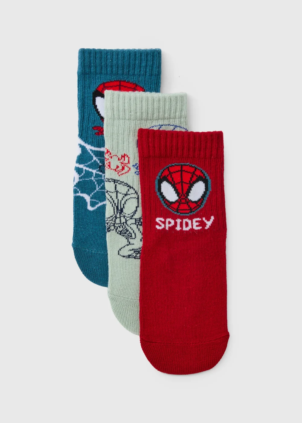 3 Pack Boys Multicoloured Spidey Socks (Younger 3-12) - 3-5.5 Image 1