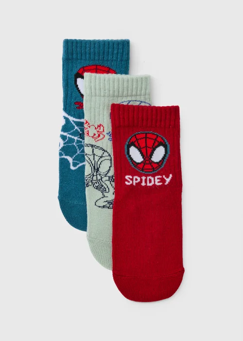 3 Pack Boys Multicoloured Spidey Socks (Younger 3-12) - 3-5.5 Image 1